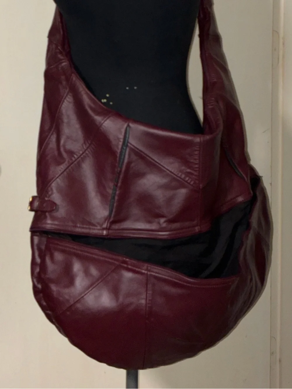Y2K vtg Monochromatic Patchwork XXL Leather Hobo